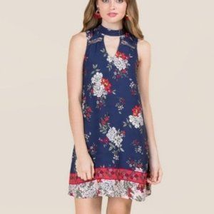 Francesca's Floral Dress - Blue Floral Keyhole dress - bought for 60 dollars